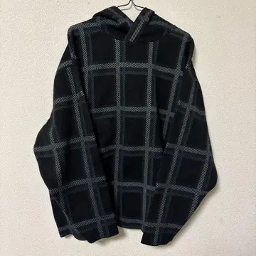 HARE 체크 무늬 후드 부착 후드티