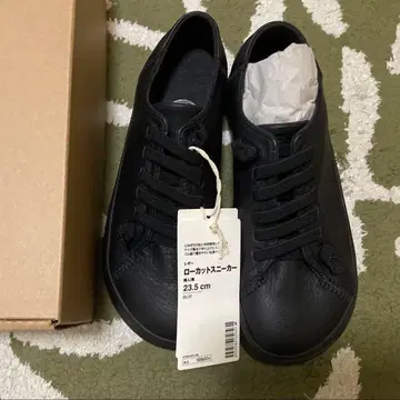 MUJI 캠퍼 가죽 로우컷 스니커즈 23.5cm 블랙