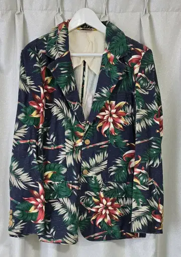 알로하 패턴 중간 두께 코튼 1장 테일러드 자켓 레어템 빈티지