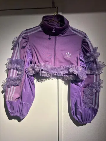 하나뿐인 구제 의류 리메이크 저지 프릴 상의 퍼플