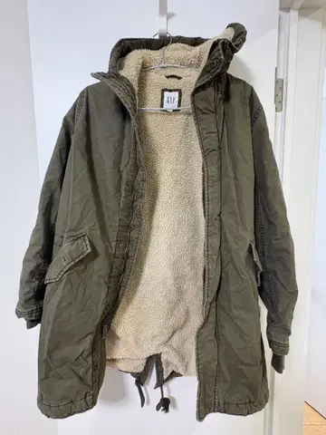 GAP 후드 부착 모즈 코트 올리브