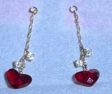 빨간색 하트 모양 K10 귀걸이 참