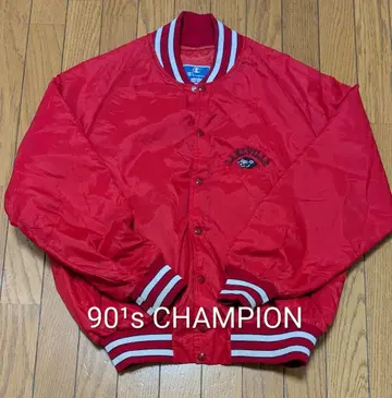 90년대 Champion 바시티 자켓 Made in USA XL 레드