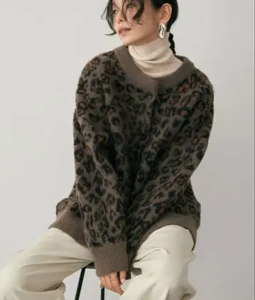 DFFUR. Auntie Rosa 레오파드 2WAY 니트 가디건