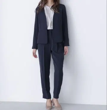 스트레치 트윌 셋업 노카라 자켓 팬츠