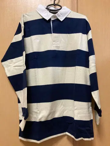 새상품 Canterbury 스트라이프 긴팔 피케 셔츠 네이비 화이트