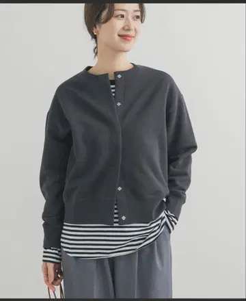 URBAN RESEARCH DOORS 속기모 맨투맨 가디건 블랙