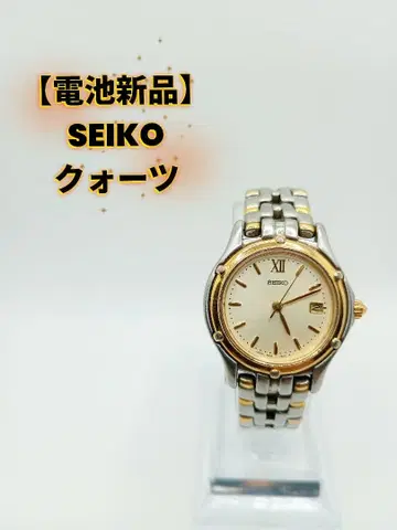 세이코 여성용 손목시계 쿼츠 데이트 골드 다이얼