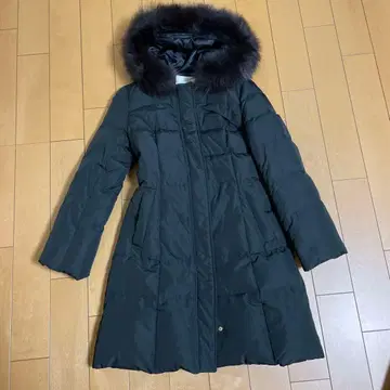 블랙 롱 다운 자켓 퍼 포함