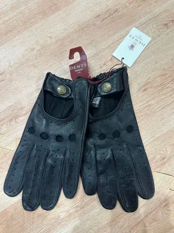 DENTS 블랙 가죽 드라이빙 그로브