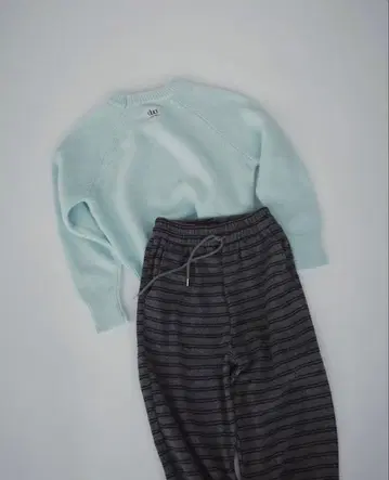 duei 플리스 보더 팬츠 차콜 그레이 속기모