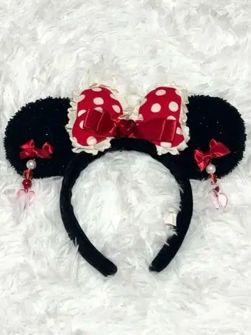 디즈니 미니 귀찌 머리띠 도트 빨간색