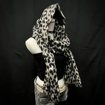 헤이세이 갸루 y2k 그런지 레오파드 무늬 스톨 머플러 시크 스타일