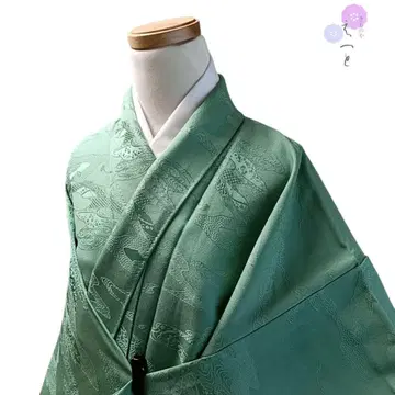 511 기모노 순수 실크 이중 기모노 이로무지 그린 하나 문