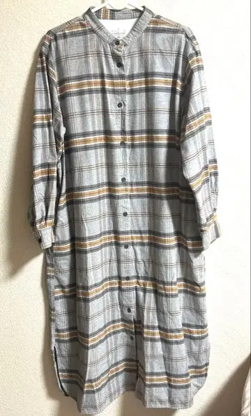 [무인양품] 체크 무늬 롱 셔츠 원피스 L 사이즈