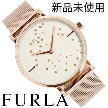 미사용 새상품 FURLA 핑크 골드 꽃무늬 손목시계