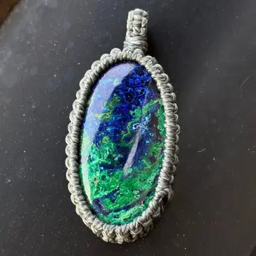 아즈라이트 루스 마크라메 편직 펜던트 탑