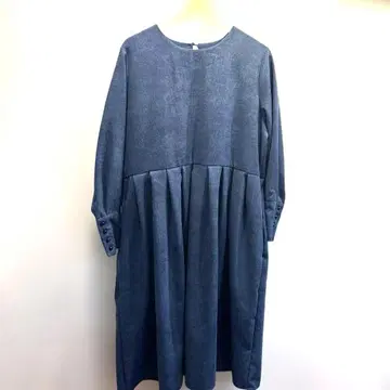 코듀로이 다크 블루 긴팔 플리츠 원피스