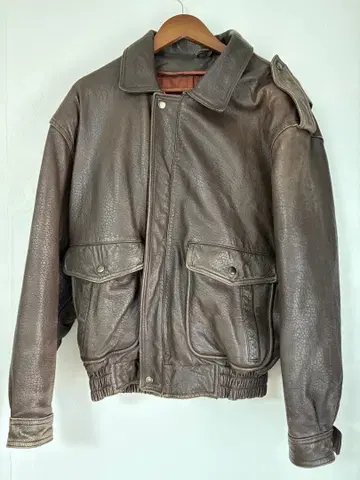 빈티지 브라운 가죽 MA-1 플라이트 자켓