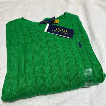 [ 새상품 미사용 ] 랄프 로렌 케이블 니트 그린 L 사이즈