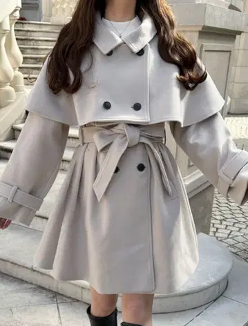 GRL 여성용 2way 케이프 코트 세트