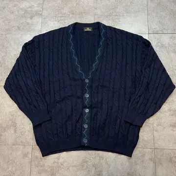 유로 빈티지 MAYSER 네이비 케이블 니트 가디건