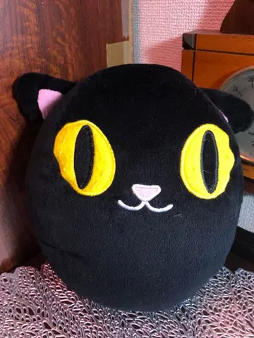 검은 고양이 페이스 쿠션 약 22cm