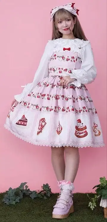 axes femme Chalmiere 베이크드베리 오버롤 스커트 (핑크