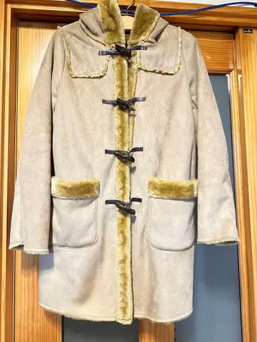 베이지 더플 코트 L 사이즈 속기모 소매까지 전체 따뜻한