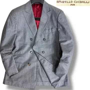 J5167 새상품급 브루넬로쿠치넬리 울 실크 더블 자켓 그레이 48