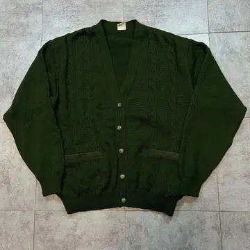 70s 유로 빈티지 프랑스제 울 혼방 케이블 니트 가디건