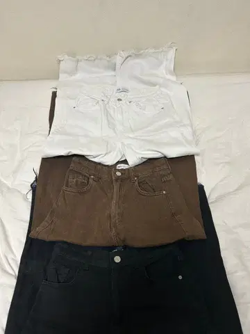 ZARA 와이드 팬츠 3종 세트 화이트 브라운 블랙