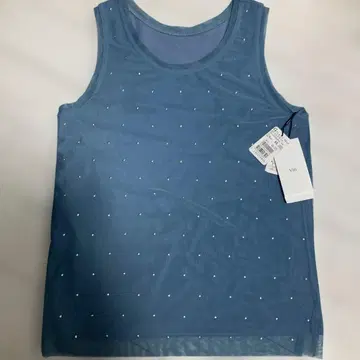 택 포함 새상품 9000엔 Vin 비즈 장식 블루 탱크탑 38
