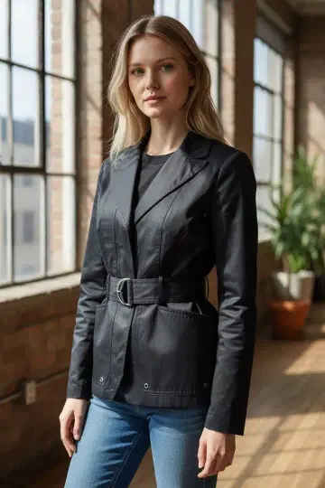 bebe 블랙 테일러드 자켓 벨트 포함