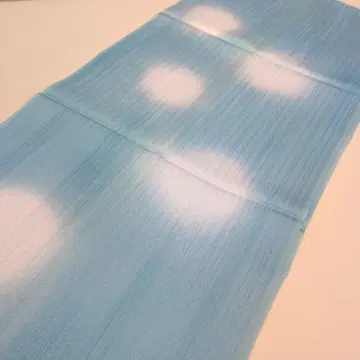 스카이블루와 화이트 그라데이션 오비 장식 천 탄고 크레이프 원단