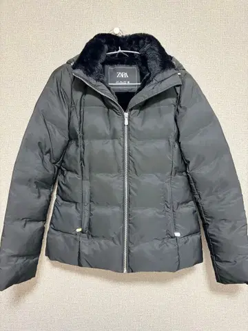 ZARA 자라 다운 자켓 블랙 S 후드 부착 보아 방한