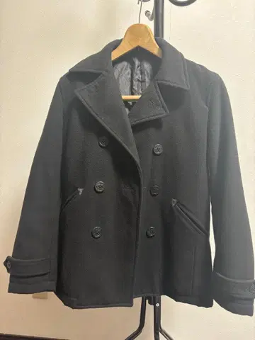 울 피 코트 블랙