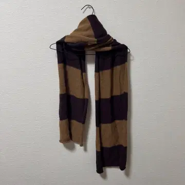 LAD MUSICIAN 알파카 100% 머플러 보더 브라운 롱