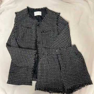 [ chico ] 트위드 프릴 자켓 셋업