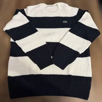 즉시 구매 LACOSTE 스트라이프 니트 스웨터 네이비/화이트!