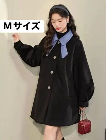 kuose 보타이 코트 바이컬러 블랙