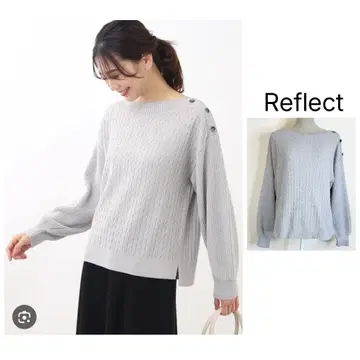 Reflect 울 혼방 원단 버튼 포함 보트넥 니트