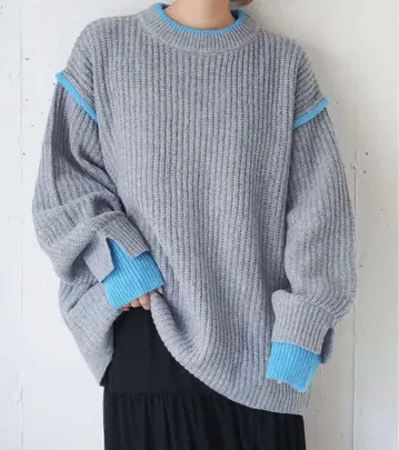 tiptop 꽈배기 배색 레이어드 풀오버