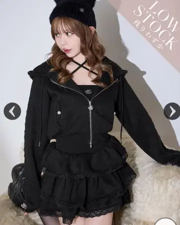 택 포함 새상품 미셸 마카롱 레이스 티어드 셋업 3세트 블랙