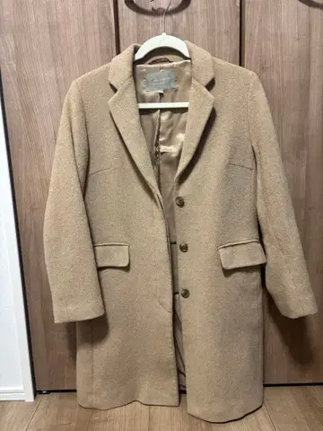 베이지 체스터 코트 울 혼방 3개 버튼