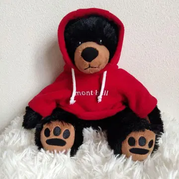 새상품급 mont-bell 후드 부착 플리스 곰 봉제 인형