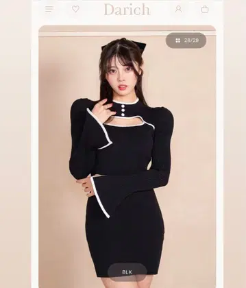 Darich 다리치 파이핑 버튼 니트 미니 원피스 블랙