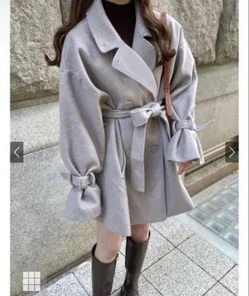 옷깃 2Way 리본 벨트 부착 숏 기장 코트[kz159]GRL