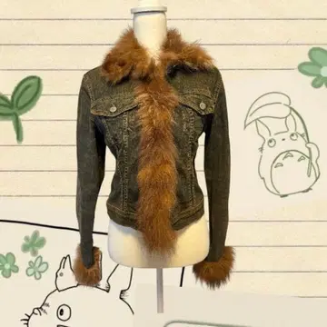 모리걸 페어리 그런지 00s y2k 퍼 달린 데님 자켓