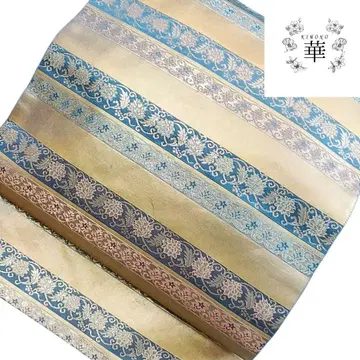 1080 화 후쿠로 오비 순수 실크 하쿠야 세이베이 가로 줄무늬